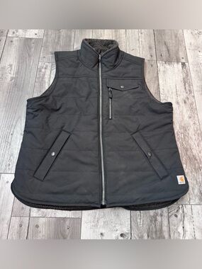 Carhartt Utility Lined Sherpa Vest Rain Defender Gray Reversible Puffer Jacket